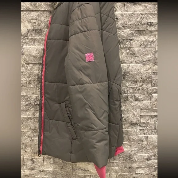 BNWT Calvin Klein Girls' Hooded Puffer Jacket Dark Grey-XL 16